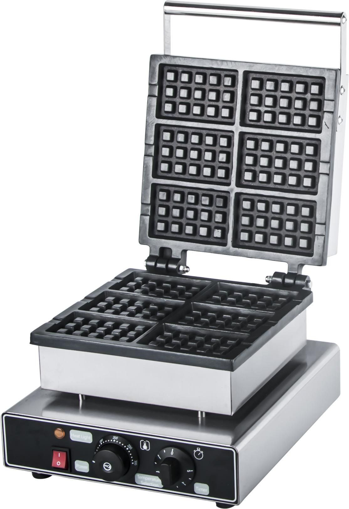 Large six-piece square waffle machine